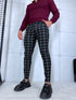 Men's trousers with fine check - black with white 65-3